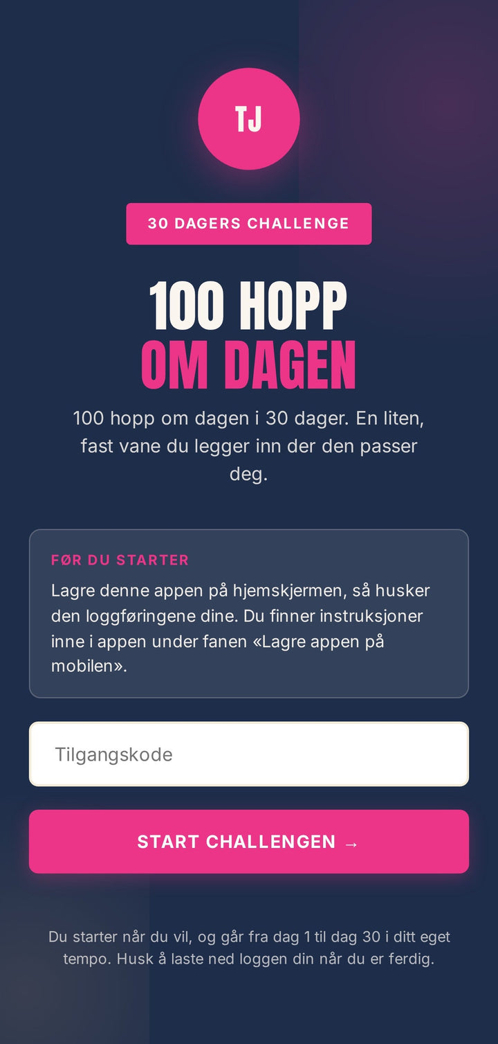 Innloggingsskjermen i challengen